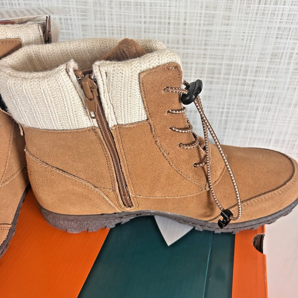 Sporto® Boho Ankle Boots Women's Suede Lace-Up Camel 9M Water-Resistant Side Zip - Picture 8 of 11
